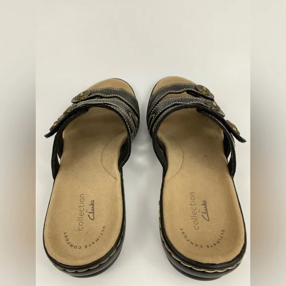 Clarks Ultimate Comfort Collection Sandals, Women's US Size 6M, Black Leather - Picture 5 of 11
